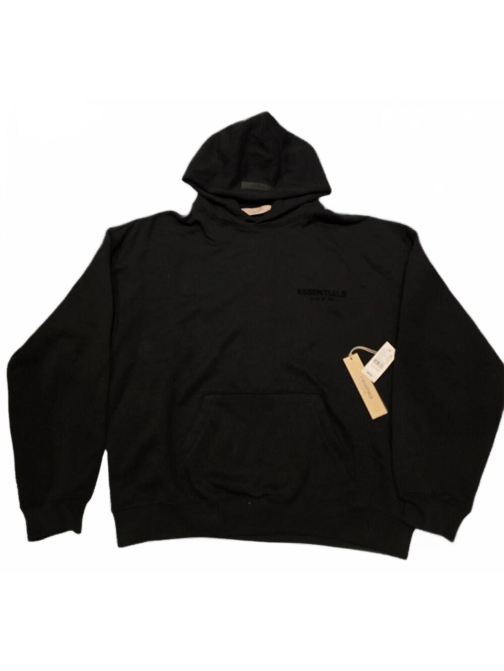 Essentials Fear of God Black Pullover Hoodie Size Large